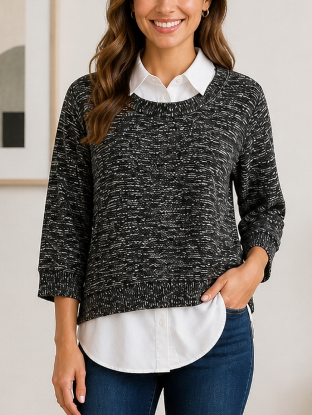 Verve Ami Layered Sweater Top – Size Medium